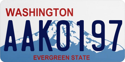WA license plate AAK0197