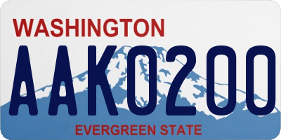 WA license plate AAK0200