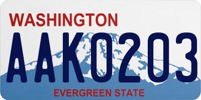 WA license plate AAK0203