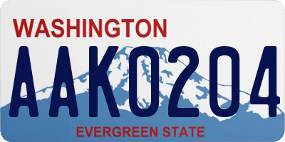 WA license plate AAK0204