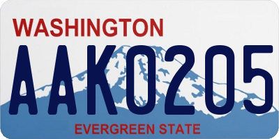 WA license plate AAK0205