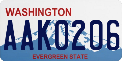WA license plate AAK0206