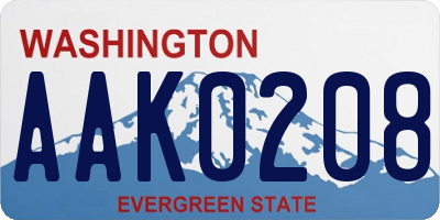 WA license plate AAK0208