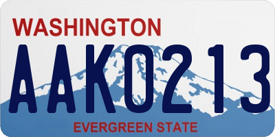 WA license plate AAK0213