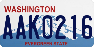 WA license plate AAK0216