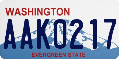 WA license plate AAK0217