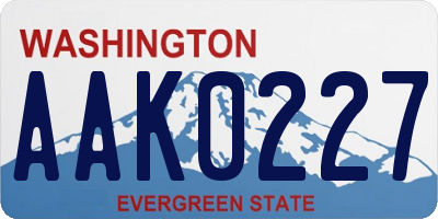 WA license plate AAK0227