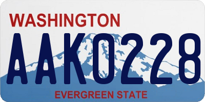 WA license plate AAK0228