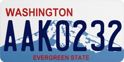 WA license plate AAK0232