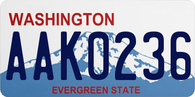 WA license plate AAK0236