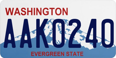WA license plate AAK0240