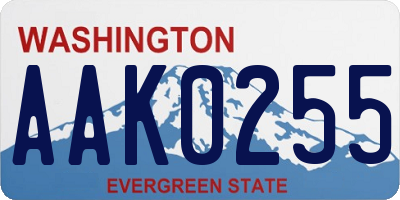 WA license plate AAK0255