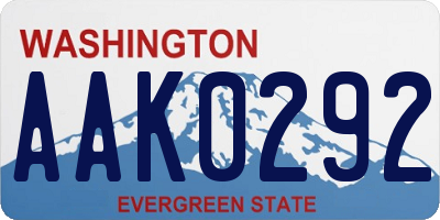 WA license plate AAK0292
