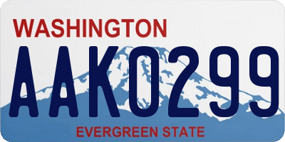 WA license plate AAK0299