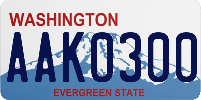 WA license plate AAK0300