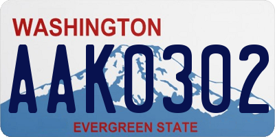 WA license plate AAK0302