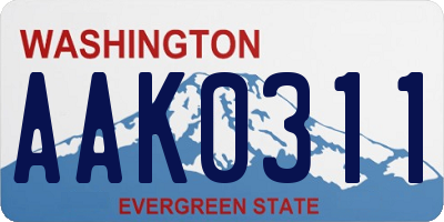 WA license plate AAK0311