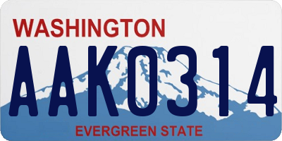 WA license plate AAK0314