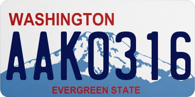 WA license plate AAK0316