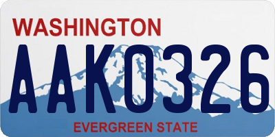 WA license plate AAK0326