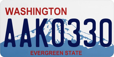 WA license plate AAK0330
