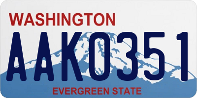 WA license plate AAK0351