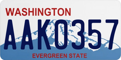 WA license plate AAK0357