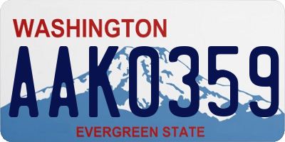 WA license plate AAK0359