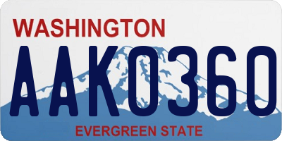 WA license plate AAK0360