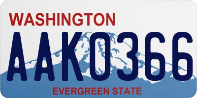 WA license plate AAK0366