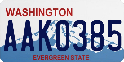 WA license plate AAK0385