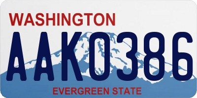 WA license plate AAK0386