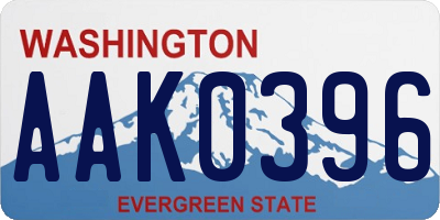 WA license plate AAK0396