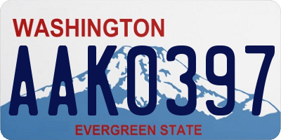 WA license plate AAK0397