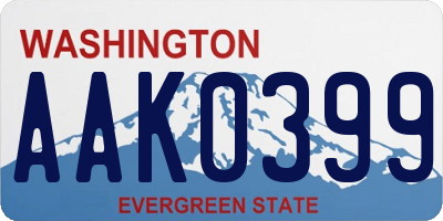 WA license plate AAK0399