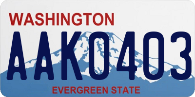 WA license plate AAK0403