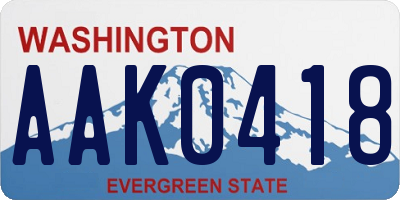 WA license plate AAK0418