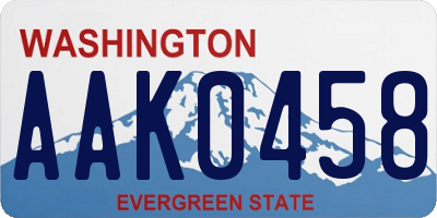 WA license plate AAK0458