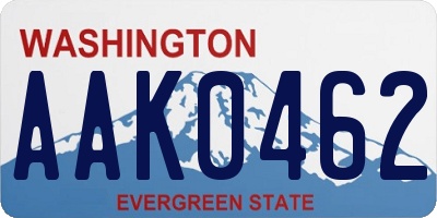 WA license plate AAK0462