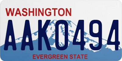 WA license plate AAK0494