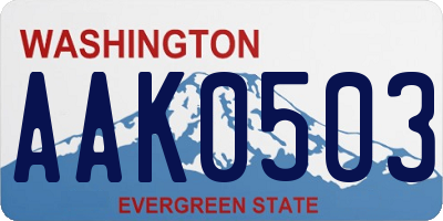 WA license plate AAK0503