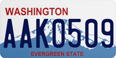 WA license plate AAK0509