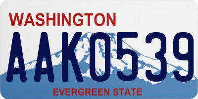 WA license plate AAK0539