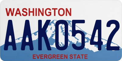 WA license plate AAK0542