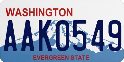 WA license plate AAK0549