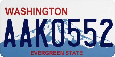 WA license plate AAK0552
