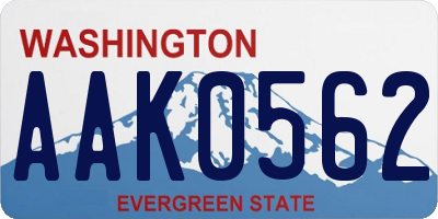 WA license plate AAK0562