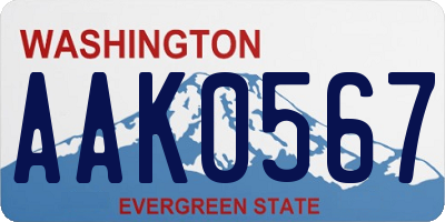 WA license plate AAK0567