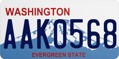 WA license plate AAK0568