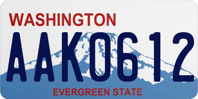 WA license plate AAK0612